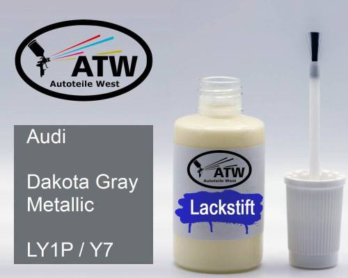 Audi, Dakota Gray Metallic, LY1P / Y7: 20ml Lackstift, von ATW Autoteile West.